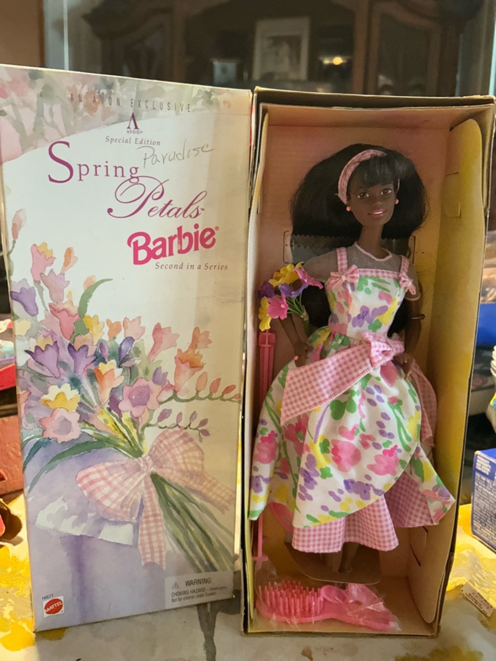 Barbie Floral Gingham Dress Doll in Pink and Multicolor